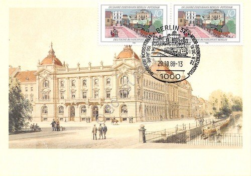 Cartolina Berlin Oberpostdirektion Potsdam Timbro filatelico 1988