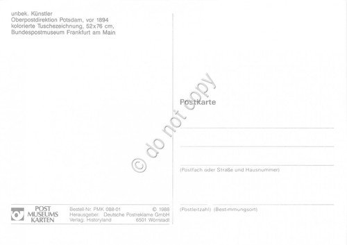 Cartolina Berlin Oberpostdirektion Potsdam Timbro filatelico 1988 | Immagine Gallery 2