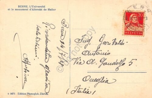 Cartolina Bern Universitat und Albrecht v. Haller Denkmal 1928