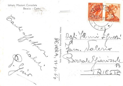 Cartolina Bevera Como Istituto Missioni Consolata Notturno 1964 | Immagine Gallery 2