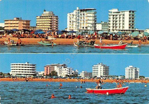 Cartolina Bibione Lido vedute spiaggia dal mare (Venezia)