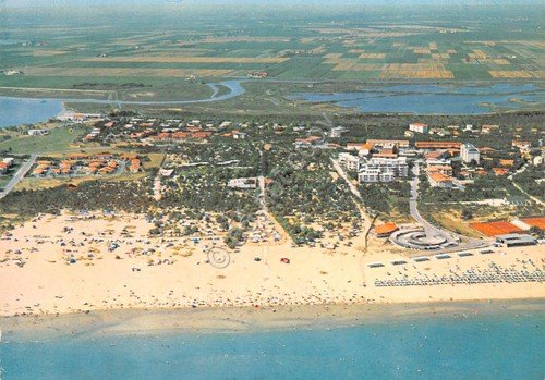 Cartolina Bibione Pineda panorama aereo con spiaggia e case anni …