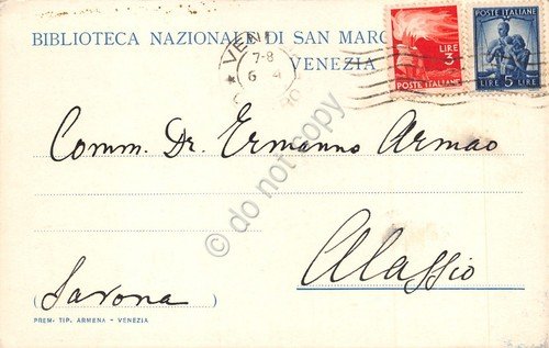 Cartolina Biblioteca Marciana Biblioteca Nazionale di Venezia 1947 Illustrata