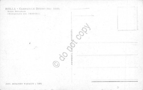 Cartolina Biella Campanile Duomo illustrata 1931 | Immagine Gallery 2