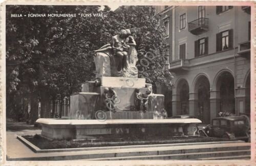 Cartolina Biella Fontana Monumentale 1938