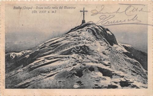 Cartolina Biella Oropa Croce sulla Vetta del Mucrone anni '30