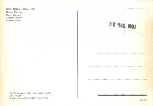 Cartolina Biella Piazza Cisterna auto d'epoca | Immagine Gallery 2