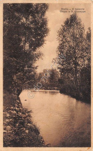 Cartolina Biella Torrente Oropa a San Giuseppe 1912