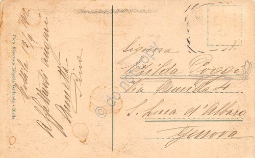 Cartolina Biella Torrente Oropa a San Giuseppe 1912