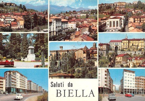 Cartolina Biella vedute varie della città | Immagine principale
