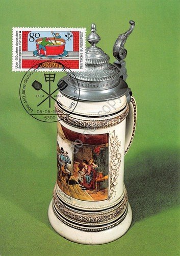 Cartolina Bierkrug um 1900 timbro filatelico 1983 | Immagine principale