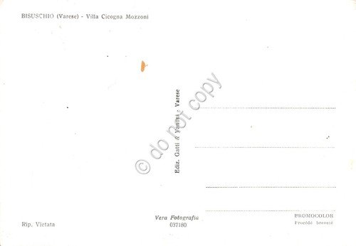 Cartolina Bisuschio Villa Cicogna Mozzoni colorata | Immagine Gallery 2