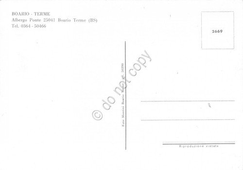 Cartolina Boario Terme Albergo Ponte vedute interno (Brescia)