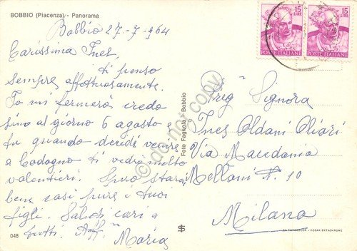 Cartolina Bobbio panorama 1964 | Immagine Gallery 2