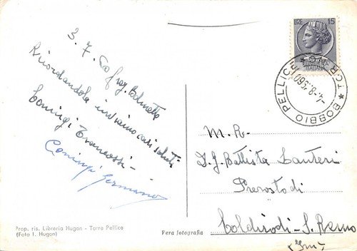 Cartolina Bobbio Pellice e Bric Bariound panorama 1960