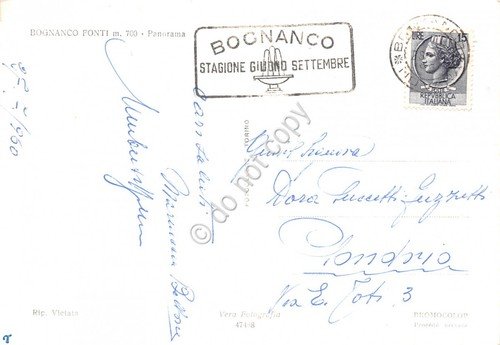 Cartolina Bognanco Fonti Panorama 1960 timbro Bognanco grinze (Verbania) | Immagine Gallery 2