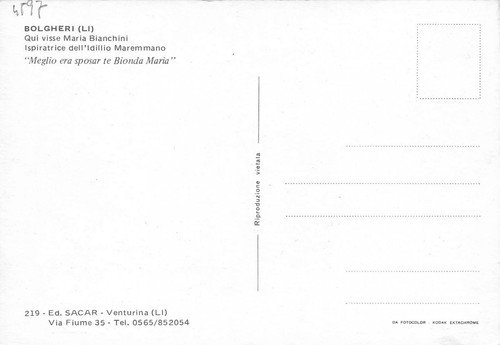 Cartolina Bolgheri Casa di Maria Bianchini Idillio Maremmano | Immagine Gallery 2