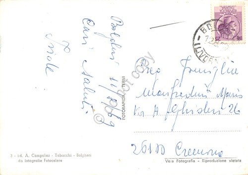 Cartolina Bolgheri vedute varie paese e poesia Carducci 1969