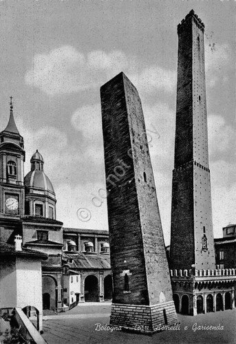 Cartolina Bologna Asinelli Garisenda timbro a targhetta Consiglio d'Europa '59 | Immagine Gallery 2