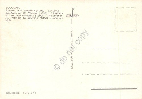 Cartolina Bologna Basilica San Petronio interno | Immagine Gallery 2