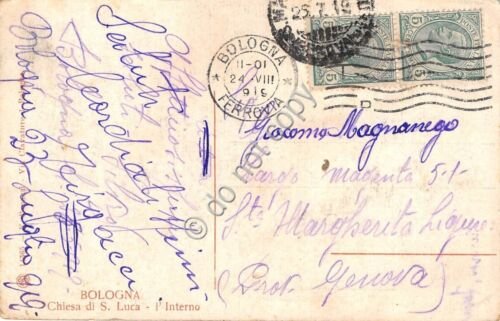 Cartolina Bologna Chiesa di San Luca Interno 1919
