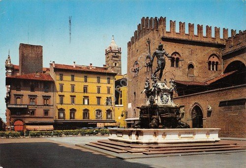 Cartolina Bologna Fontana Nettuno Timbro a targhetta XVIII Giornata francobollo