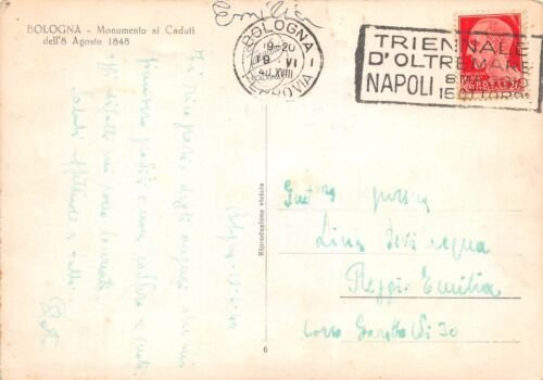 Cartolina Bologna Monumento ai Caduti Animata 1940