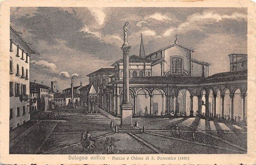 Cartolina Bologna Piazza e Chiesa San Domenico Illustrata | Immagine principale