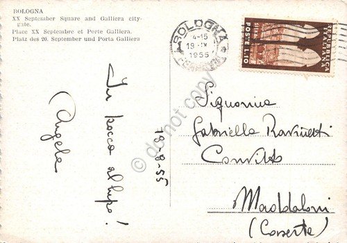 Cartolina Bologna Piazza XX Settembre e Porta Galliera 1955