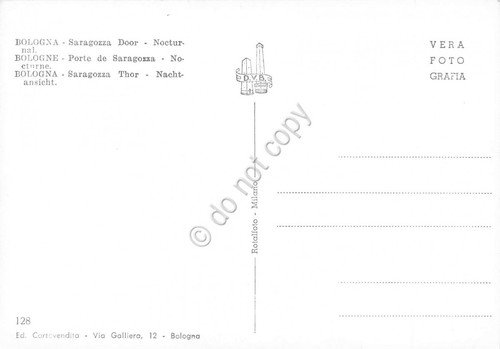 Cartolina Bologna Porta Saragozza Notturno