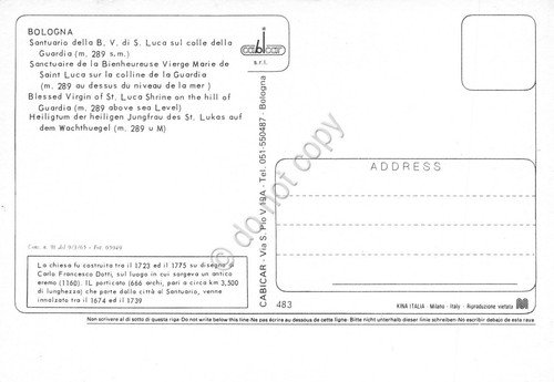 Cartolina Bologna Santuario B.V. di S. Luca sul Colle della …
