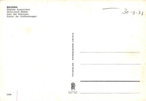 Cartolina Bologna Stazione Autocorriere Pubblicità Grundig Stazione Autolinee