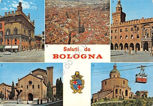 Cartolina Bologna vedute varie panorama aereo anni '70 | Immagine principale