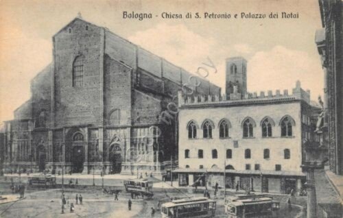 Cartolina Bolonga Chiesa San Petronio e Palazzo Notai bus filobus … | Immagine principale
