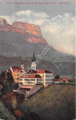 Cartolina Bolzano Istituto Mariengarten a San Paolo Illustrata