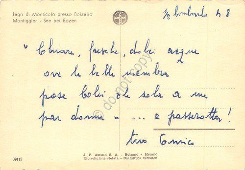 Cartolina Bolzano Lago di Monticolo 1948 | Immagine Gallery 2