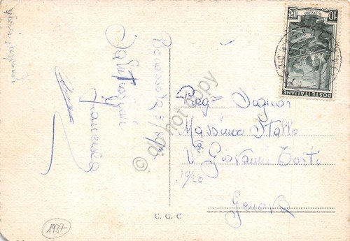 Cartolina Bonassola panorama dall'alto 1952