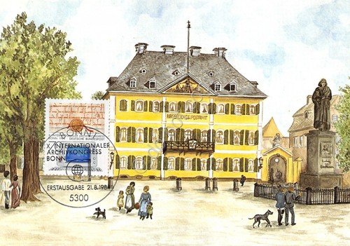 Cartolina Bonn Kaiserliches Postamt am Munsterplatz timbro filatelico 1984 | Immagine principale