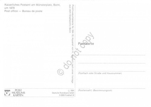 Cartolina Bonn Kaiserliches Postamt am Munsterplatz timbro filatelico 1984 | Immagine Gallery 2