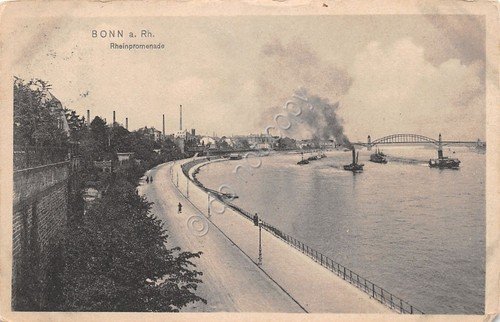 Cartolina Bonn Rheinpromenade boats anni'10 | Immagine principale