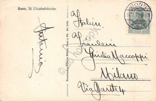 Cartolina Bonn St. Elisabethkirche 1912 | Immagine Gallery 2