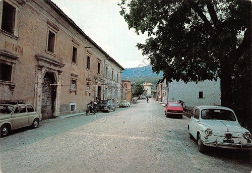 Cartolina Borbona Frazione La Terra una via auto animata