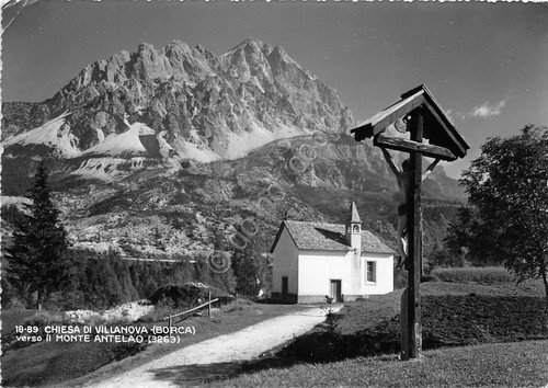 Cartolina Borca Chiesa di Villanova Monte Antelao 1953 (Belluno)