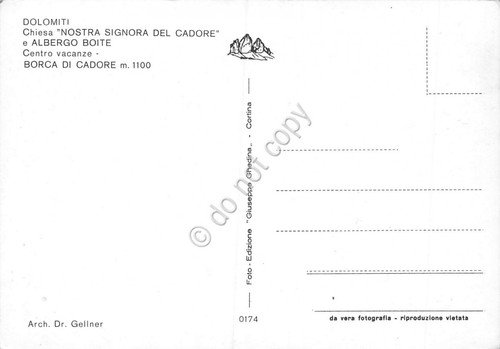 Cartolina Borca di Cadore Chiesa Nostra Signora di Cadore Albergo …