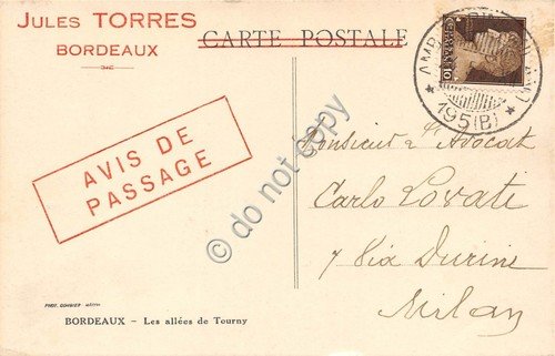 Cartolina Bordeaux Les allees de Tourny auto d'epoca