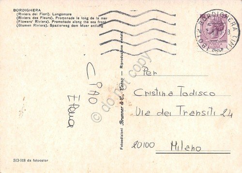Cartolina Bordighera Lungomare 1973 (Imperia) | Immagine Gallery 2