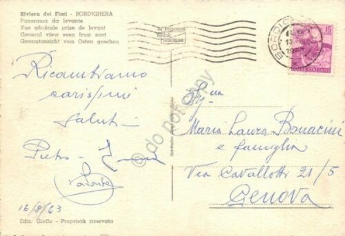 Cartolina Bordighera Panorama da Levante 1963 (Imperia)