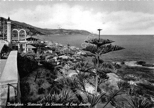 Cartolina Bordighera Ristorante La Reserve a Capo Ampelio 1954