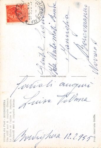 Cartolina Bordighera scogliera e Chiesa S. Ampelio 1955 (Imperia)