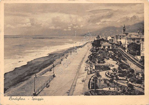 Cartolina Bordighera Spiaggia anni '40 | Immagine principale